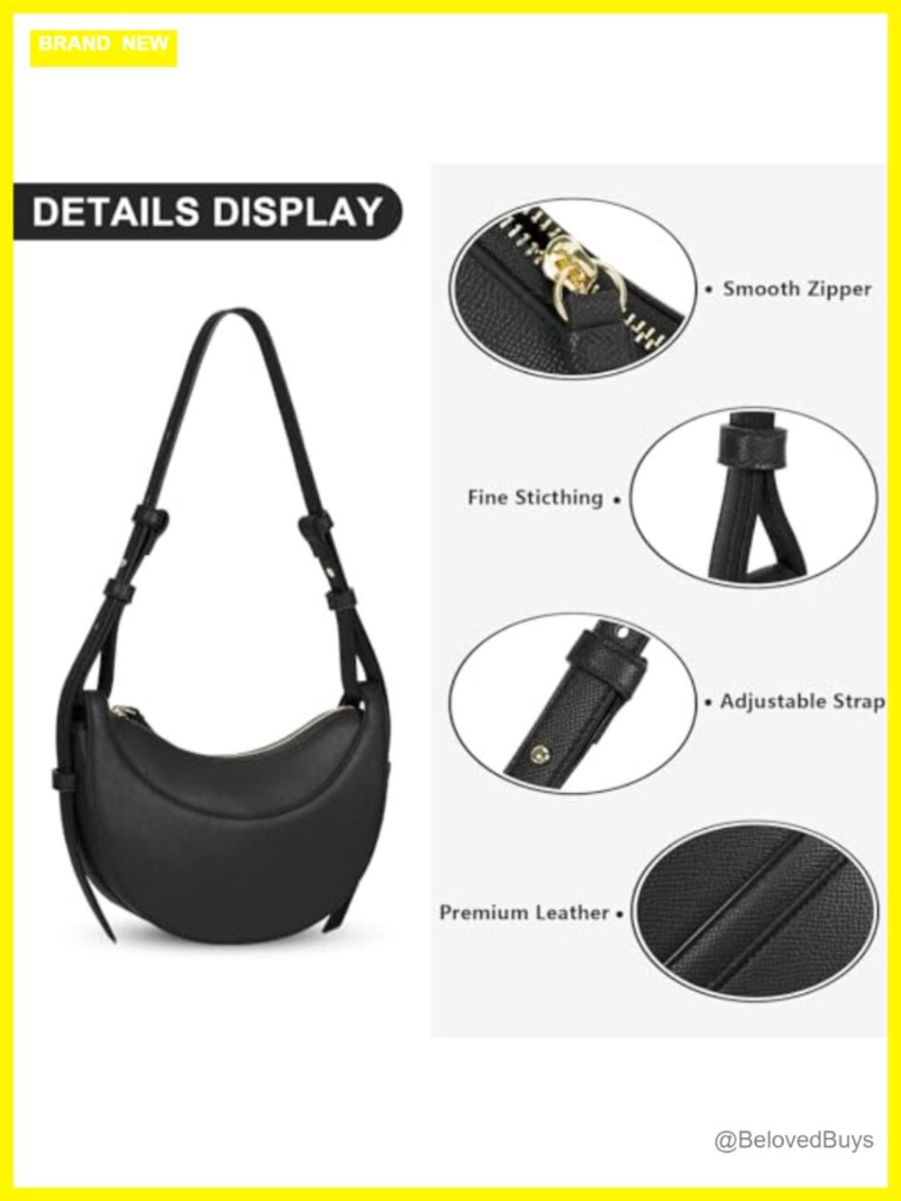 Faux Leather Saddle Bag Women Shoulder Crossbody Purse Crescent Hobo - Picture 3 of 6